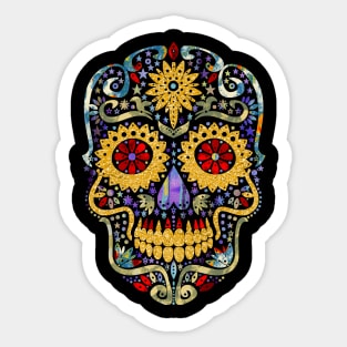 Gothic Day Of The Dead - Stars Sugar Skull - gold colors Sticker